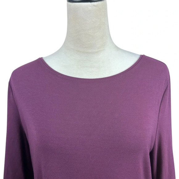 White House Black Market purple dress with double ruffle sleeves size large - Picture 3 of 10